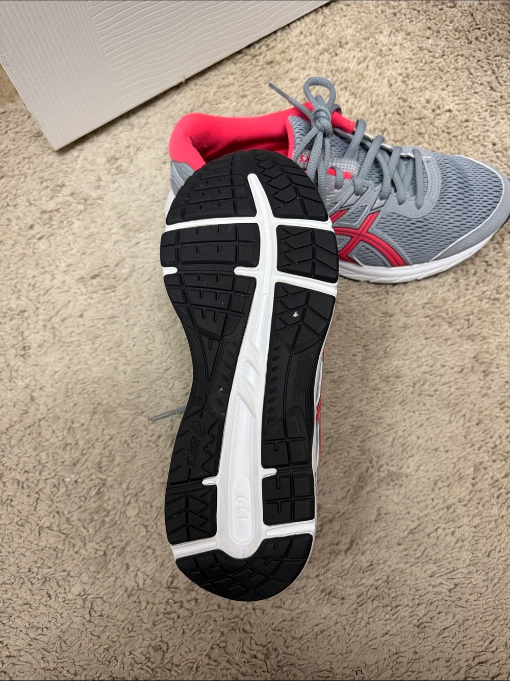 ASICS Gray and Pink Women's Athletic Running Sneakers - Picture 2 of 3